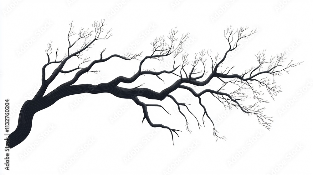 Fototapeta premium Detailed Tree Branch 2D Vector Illustration for Design Projects