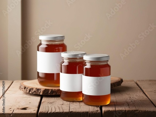 Honey jar mock up blank label photo