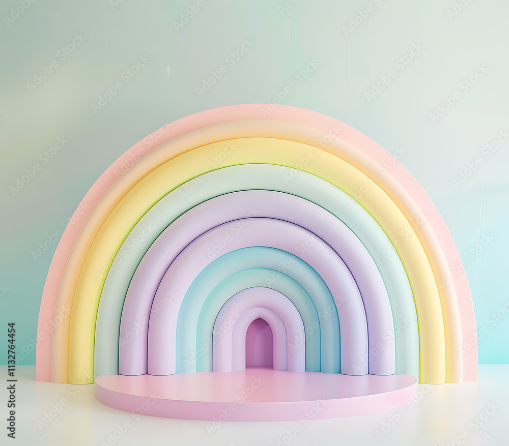 Obraz premium rainbow and balloons backdrop background