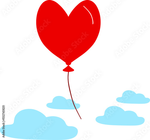 Heart-shaped ballon floating in the sky