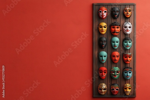 Cultural concept vibrant festive chinese masks display photo