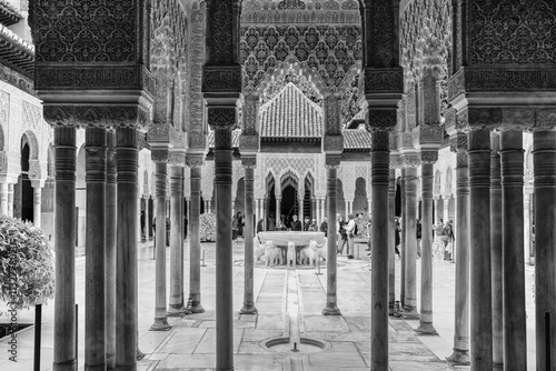 Granada, Andalusia, Spain- October 27, 2024: The Court of the Lions or Palace of the Lions is a palace in the heart of the Alhambra