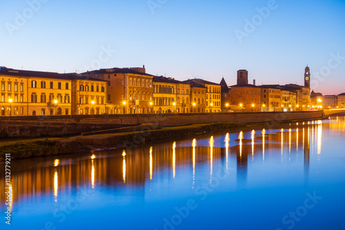 Pisa, Italy skyline on the Arno River