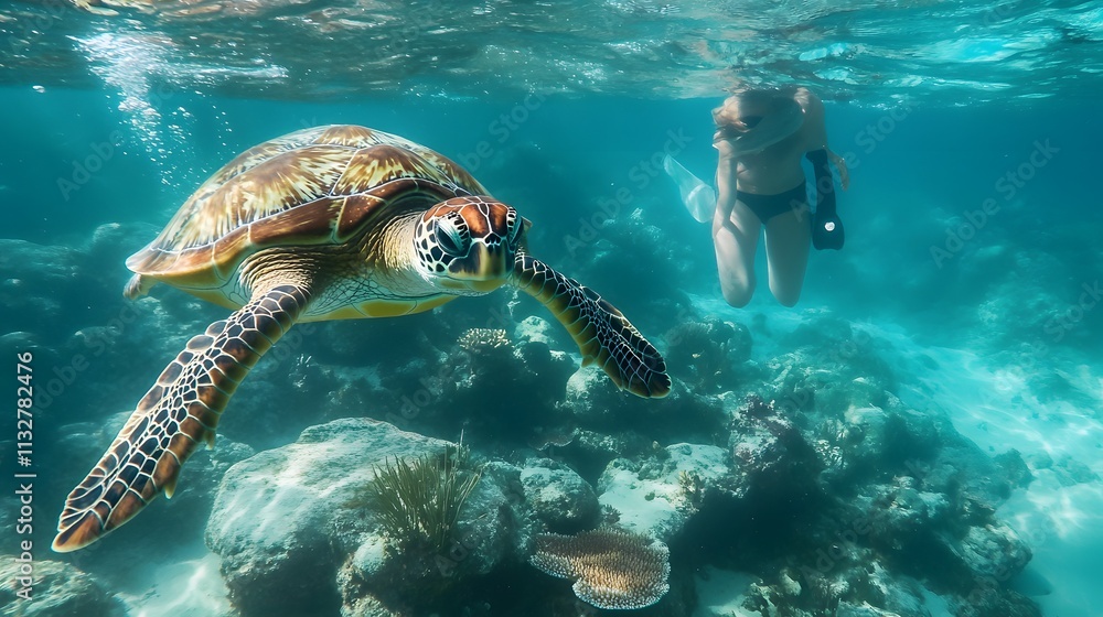 Obraz premium turtle and diver