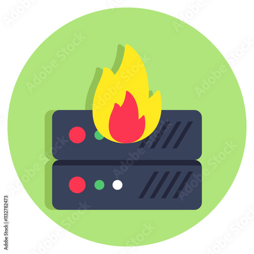 A trendy design icon of server burning