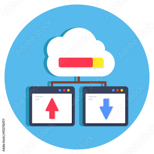 Free Download A flat design icon of cloud data transfer - GFXLoad