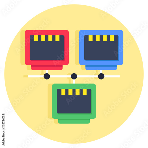 A flat design icon of Ethernet port