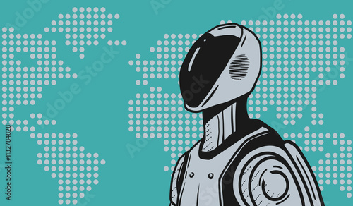 Humanoid robot. Robotic innovation. Technology will replace human labor. Artificial intelligence.