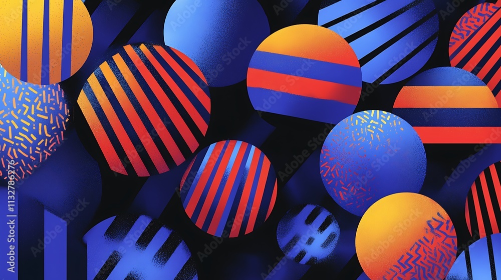 Fototapeta premium Abstract background with colorful circles and patterns.
