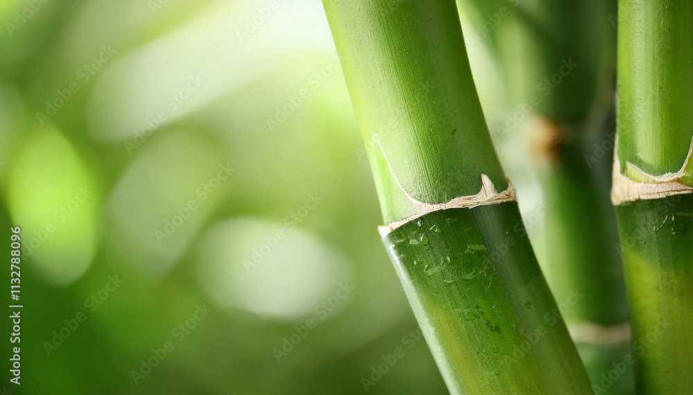 Obraz premium Young green bamboo trunks, natural pattern. Perfect for serene and organic background.
