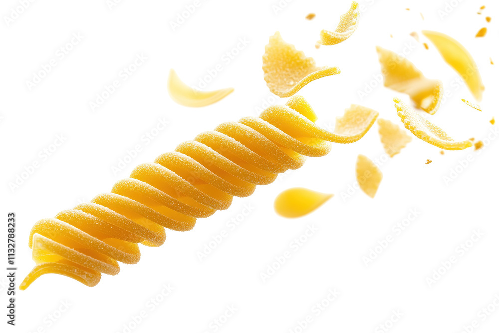Naklejka premium A spiral of pasta with a few pieces of it missing. on transparent background.