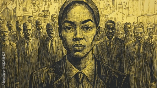 Wallpaper Mural Portrait of a Strong Leader in a Crowd of Men Wearing Suits Torontodigital.ca