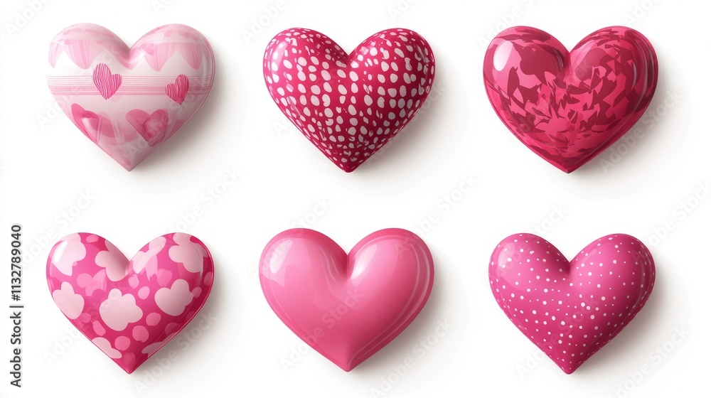 Fototapeta premium A collection of hearts in various colors and patterns