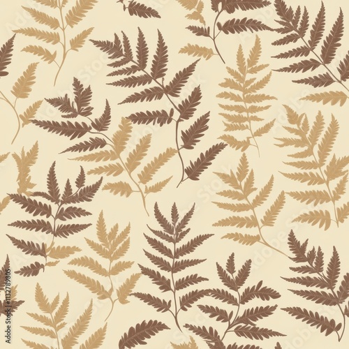 Seamless Autumn Fern Pattern Background for Design Projects