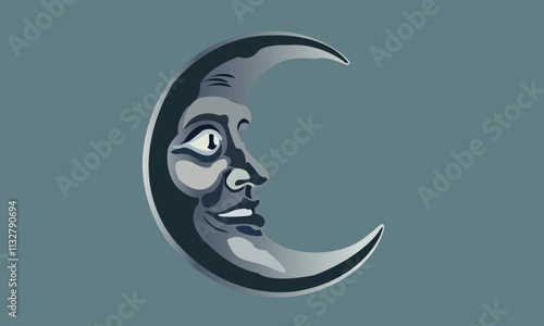 The blue super moon of august moon is anthropomorphic, with a smile and large eyes