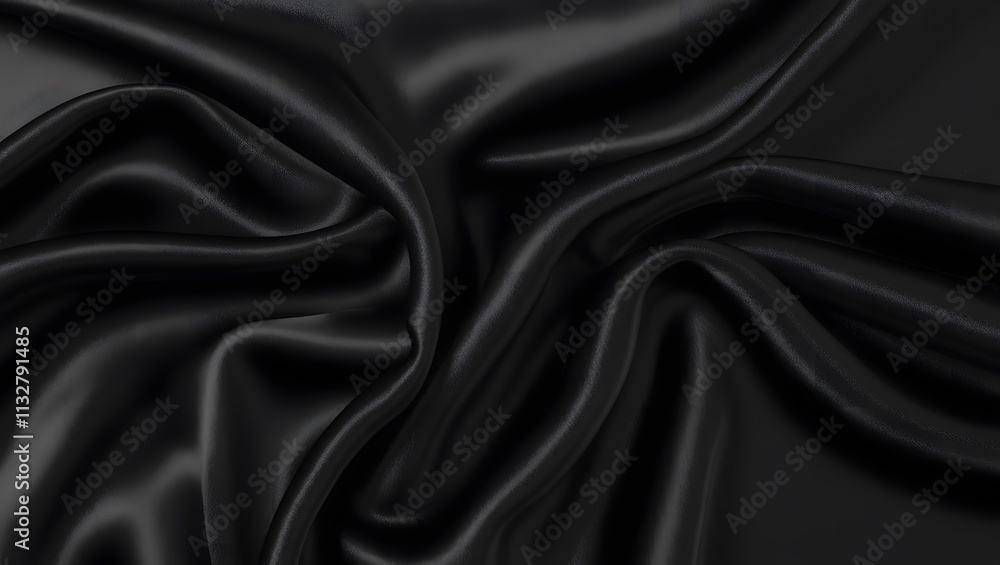 Fototapeta premium Smooth elegant black satin texture abstract background. Luxurious background.