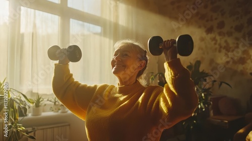 Cheerful Elderly Woman Lift...