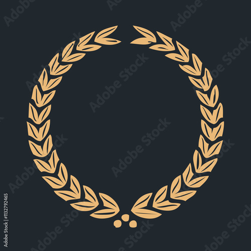 Luxury Gold Heraldic Crests Logo Element Set. Vintage laurel wreaths icons