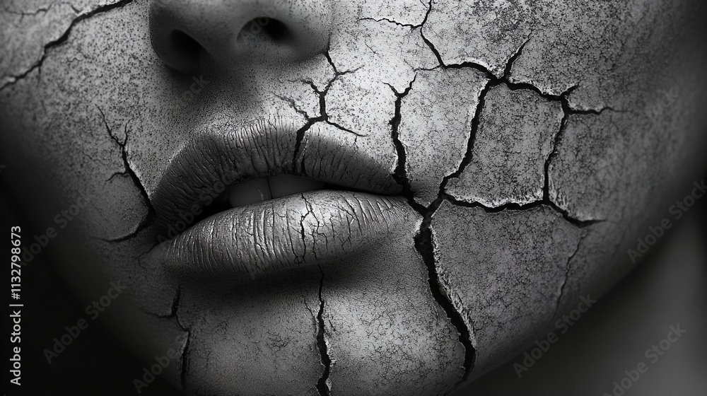 Obraz premium Breaking Beauty: The Cracked Facade