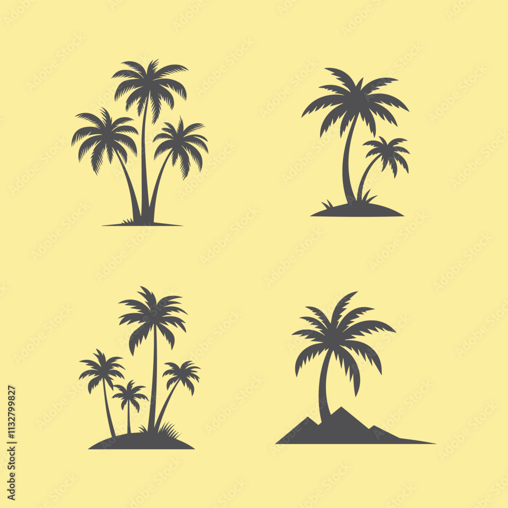 Obraz premium Silhouettes of Tropical Palm Trees