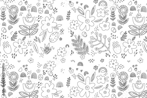  Seamless pattern. Flowers, bouquets. Background. Illustration. Flyer background design, advertising background, fabric, clothes, texture, textile pattern