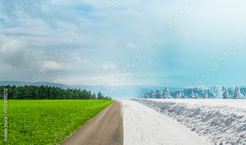 Jahreszeitenwechsel von Sommer zu Winter