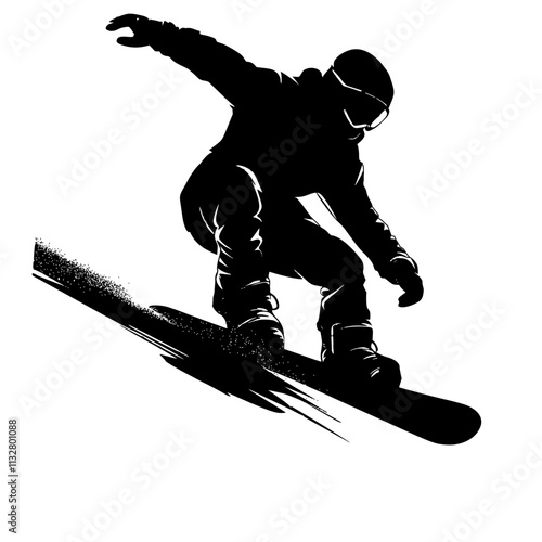 snowboarder jumping vector, snowboarding down a hill
