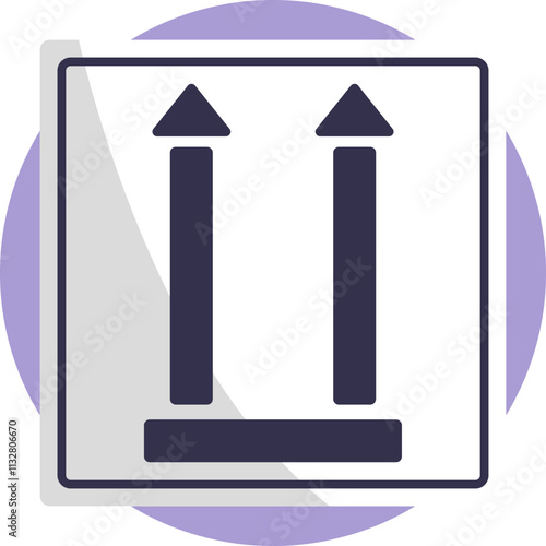 A simple graphic featuring a box with an arrow pointing upward, indicating that the side of the box should face up during handling or storage.
