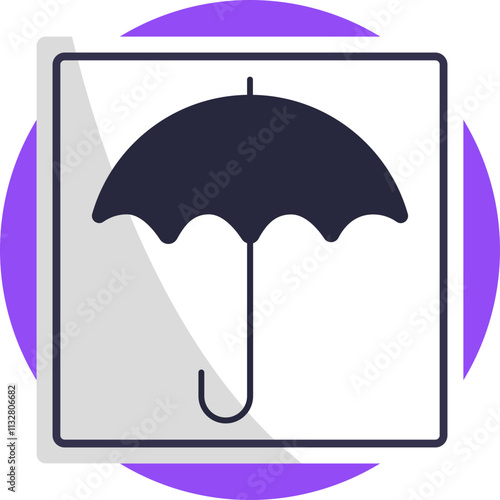 A simple, minimalist icon representing an umbrella, designed to convey protection or shielding. 
