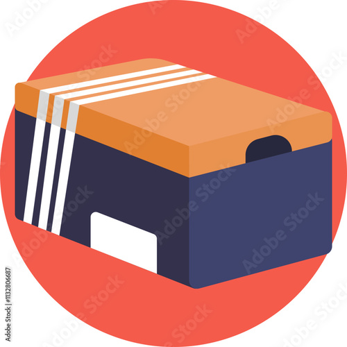  A detailed, stylized representation of a shoe box with a visible lid and slight depth, suggesting the typical dimensions and design used for storing and shipping shoes.