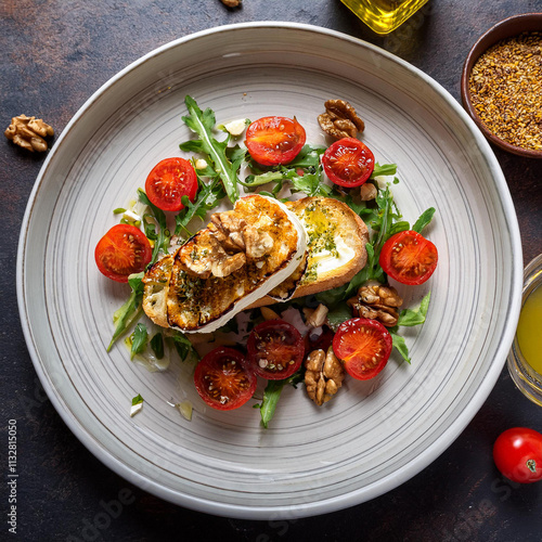 Delightful Salad with Goat Cheese and Acacia Honey photo