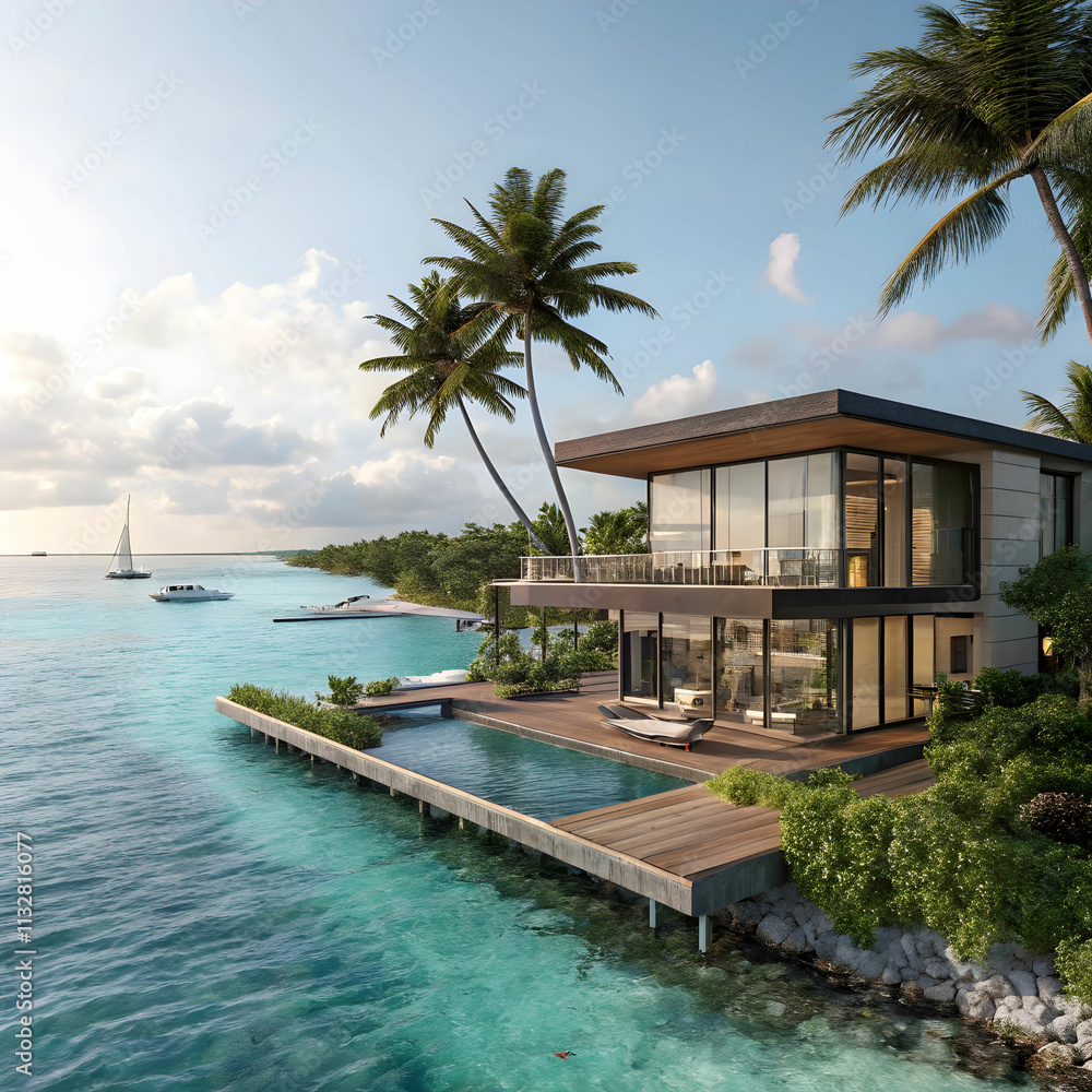 Fototapeta premium Maldives house exotic travel sea