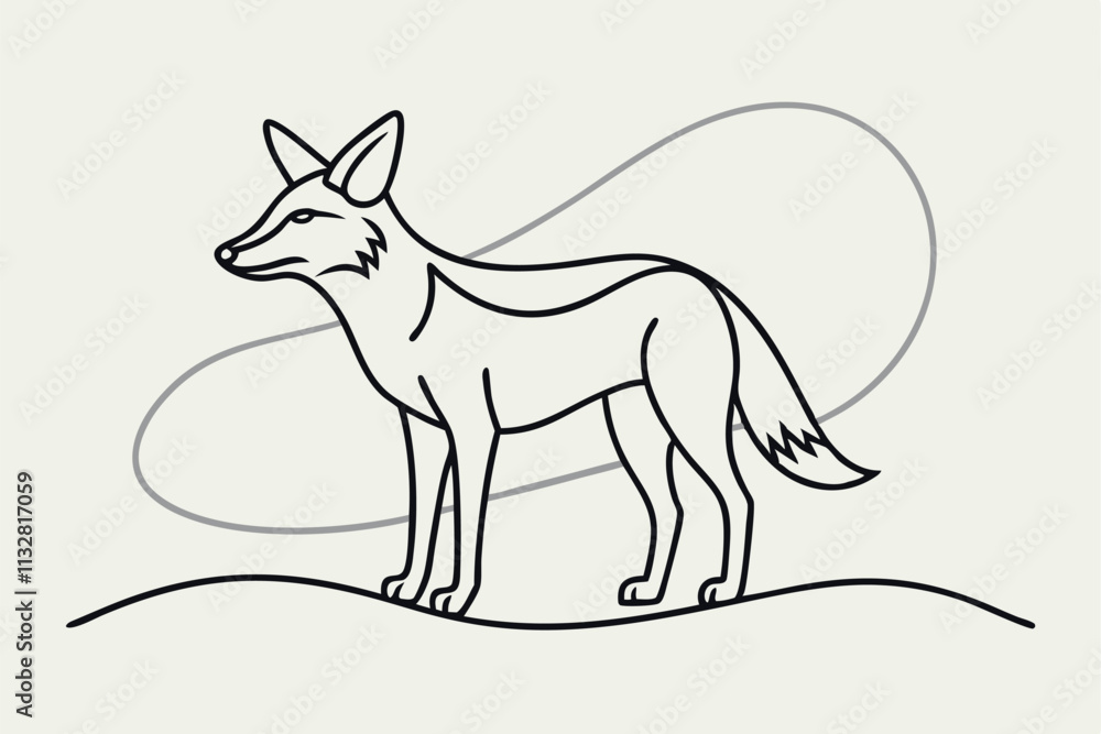 Obraz premium Coyote Line Drawing Vector