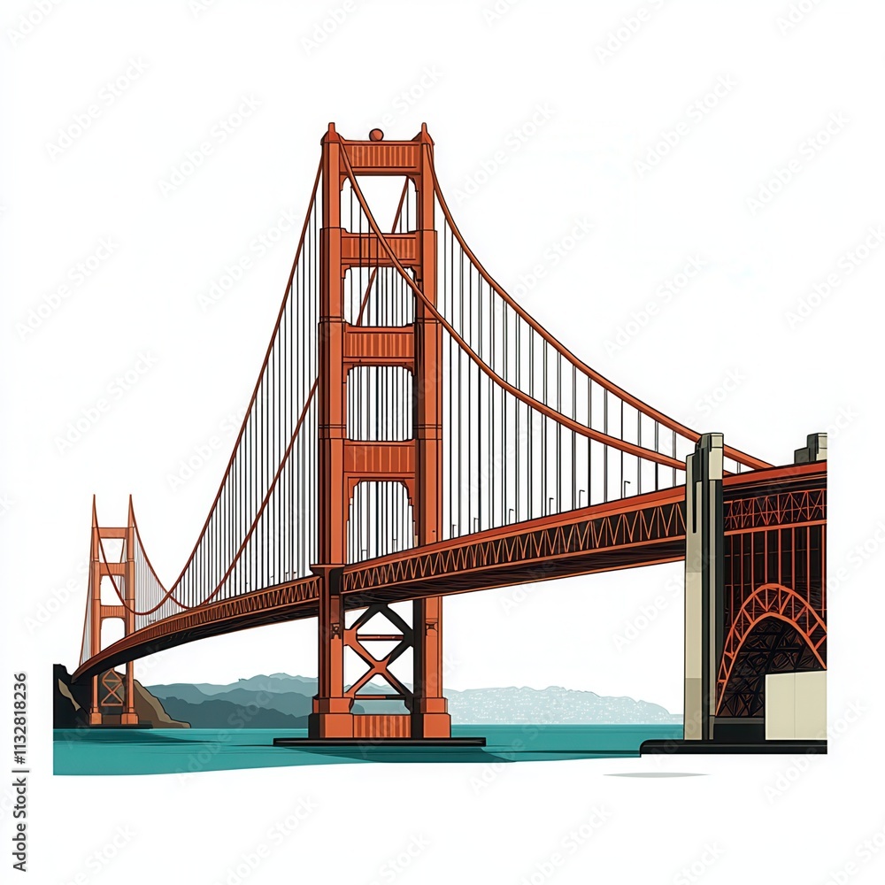 Obraz premium Illustration of a famous bridge showcasing intricate design.