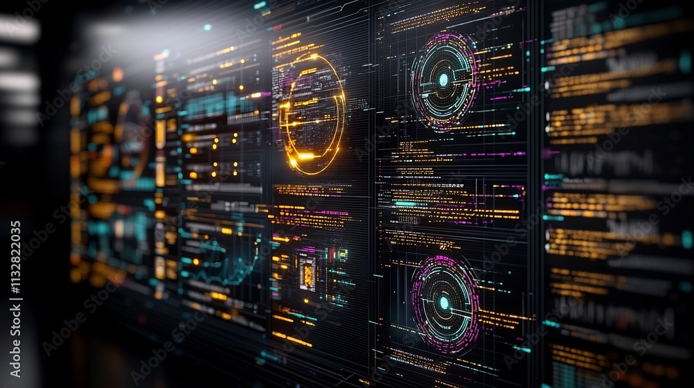 Naklejka premium Futuristic Renewable Energy Strategy Session with AI Powered Analytics and Glowing Tools