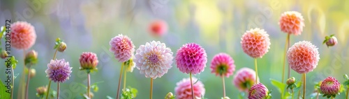 Delicate Pink and White Dahlias Blooming in Garden