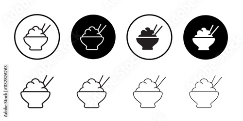 Rice bowl icon Flat line illustration