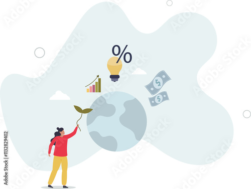 ESG or environmental social governance finance investing.flat characters.