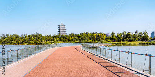 Architectural Scenery of Chang'an Tower in Xi'an World Expo Park, Shaanxi Province, China photo