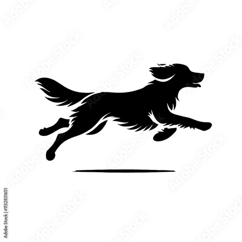 Silhouette of a running dog.