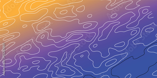 Topographic map background. Generating a terrain elevation map. Grid map. Contour map. Valleys and mountains. Geography concept. Wavy background. Vector illustration.