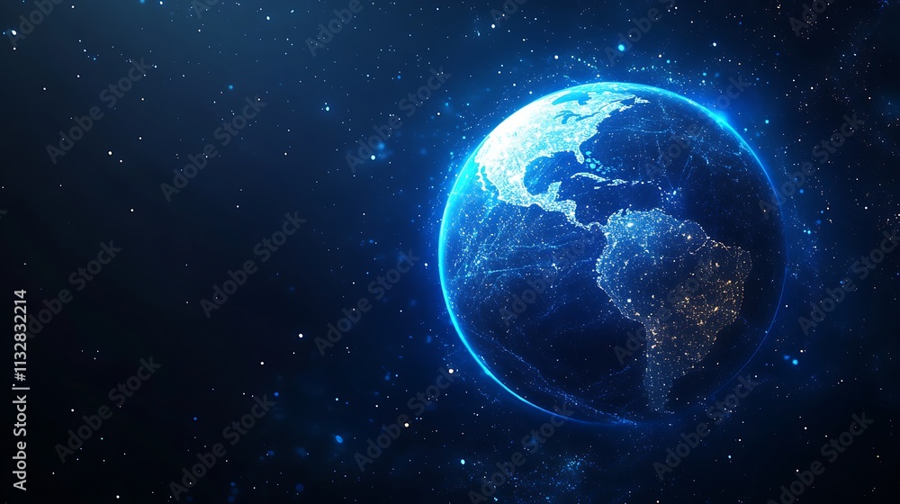 Obraz premium Digital blue background with a digital globe