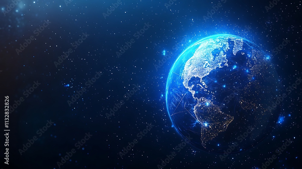 Obraz premium Digital blue background with a digital globe