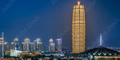 CBD Skyline Night View in Zhengdong New District, Henan Province, China photo