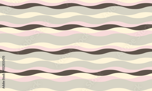 Abstract background with wavy stripes in vibrant colors, creating a rippled, liquid effect. Smooth curves and textured lines add elegance, vitality, and creativity. Ideal for wallpaper or textile.