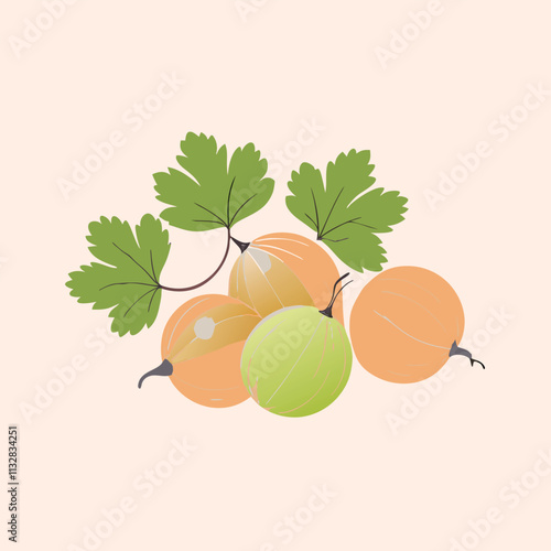 a vector black color silhouette of bunch of green gooseberries with a sprig of parsley on top