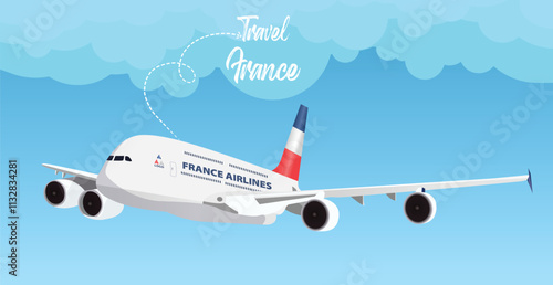 France Airlines Airbus with French Flag in the Sky