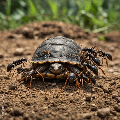 A group of ants needs the turtle’s help to carry food back to their anthill. What adventure ensues?

 photo