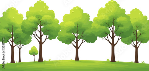 Lush Deciduous Forest vector. isolated on white. Ai generated