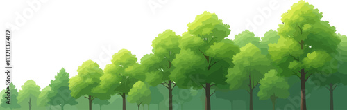Lush Deciduous Forest vector. isolated on white. Ai generated